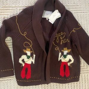 THE GREAT. Chocolate Knit Cardigan the lodge lasso yeehaw nwt